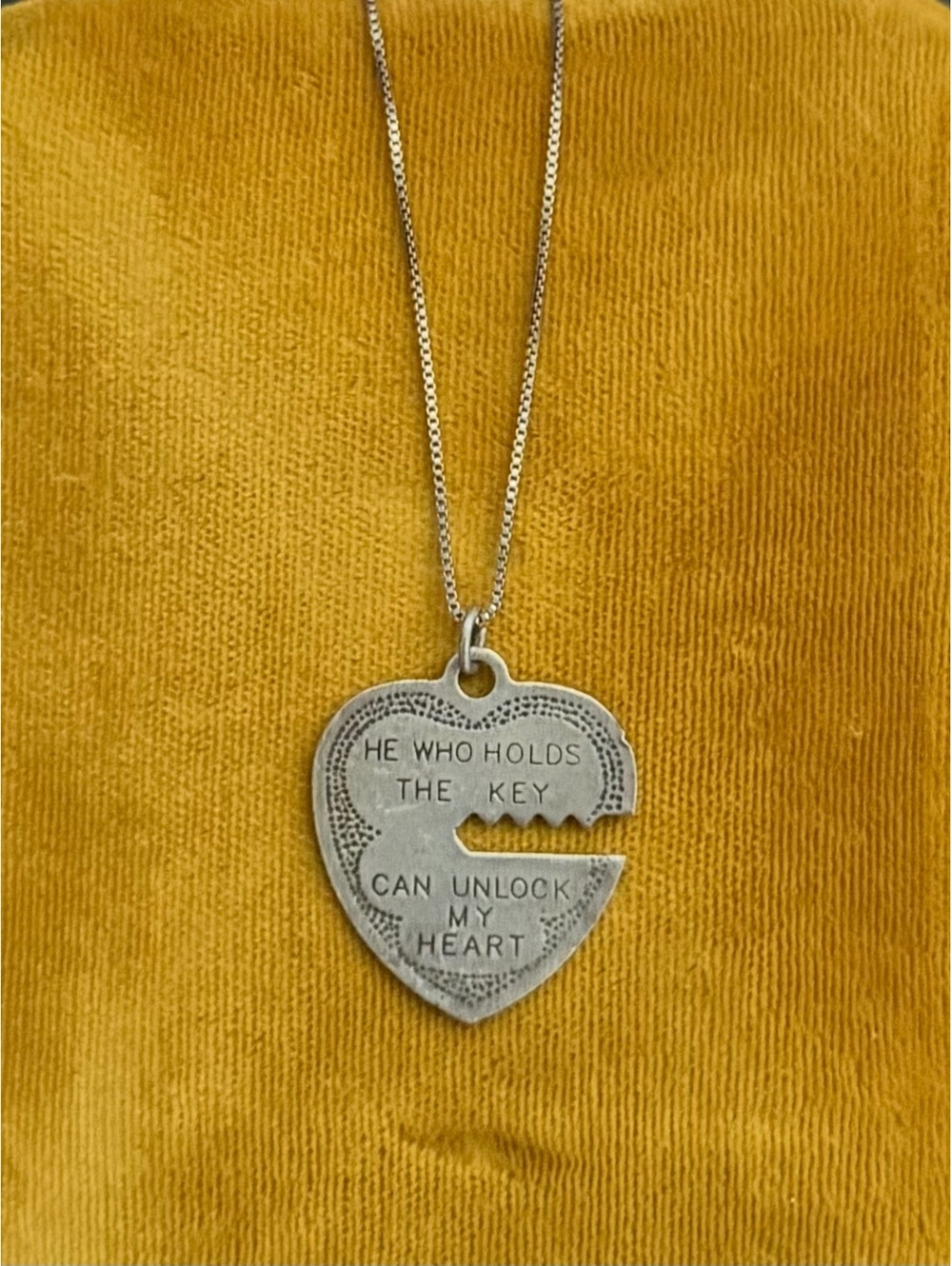 Vintage Sterling Silver "He Who Holds the Key Can Unlock My Heart" Necklace